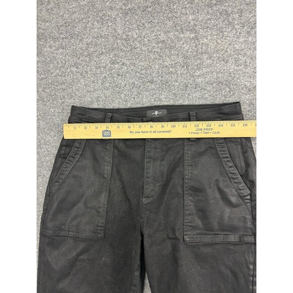 7 For All Mankind Pants Women 30 Black Jogger Elastic Cuff Zip Hem Patch Pockets - Picture 3 of 9